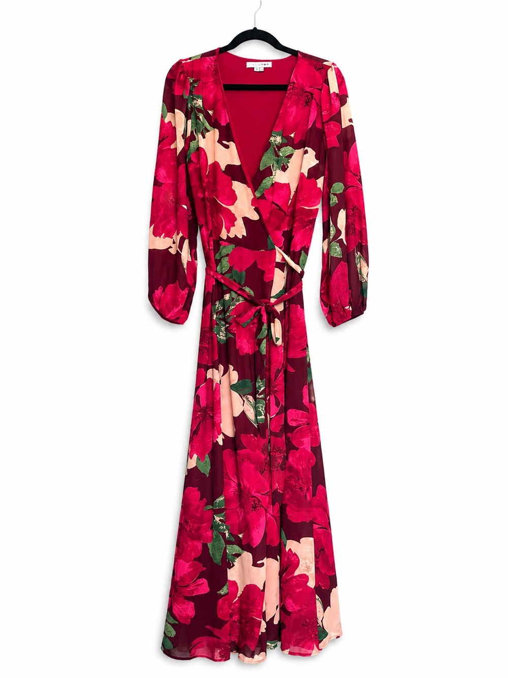 Baltic Born Floral Wrap Maxi Dress - Red - Long Sleeves - Picture 2 of 6